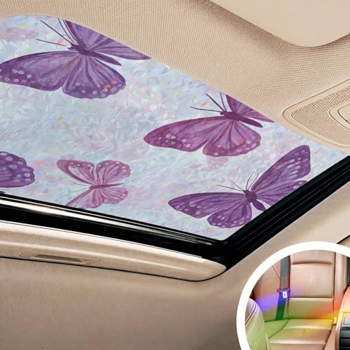 Vinilo Decorativo para Ventana Mariposas Moradas 39x18 in miniatura 2