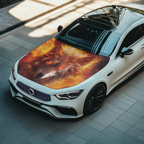 Image of Gold Wolf Car Hood Cover Sunshade Windshield Hood All Season Protection Outdoor Foldable Protective Cover, Universal for Cars