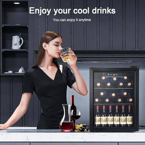 Image of Antarctic Star Wine Cooler, Beverage Refrigerator, 16 Bottle Freestanding Quiet Wine Cellar Front Glass Door for Home and Bar, 1.7 Cu.Ft.