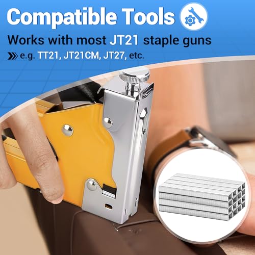 Image of meite JT21 Staples, 1 /4 Inch Galvanized Fine Wire Staples for Staple Gun - 7 /16 inch Crown JT21 Staple Refill, Ideal for Upholstery, Crafts, Furniture (1 Case)