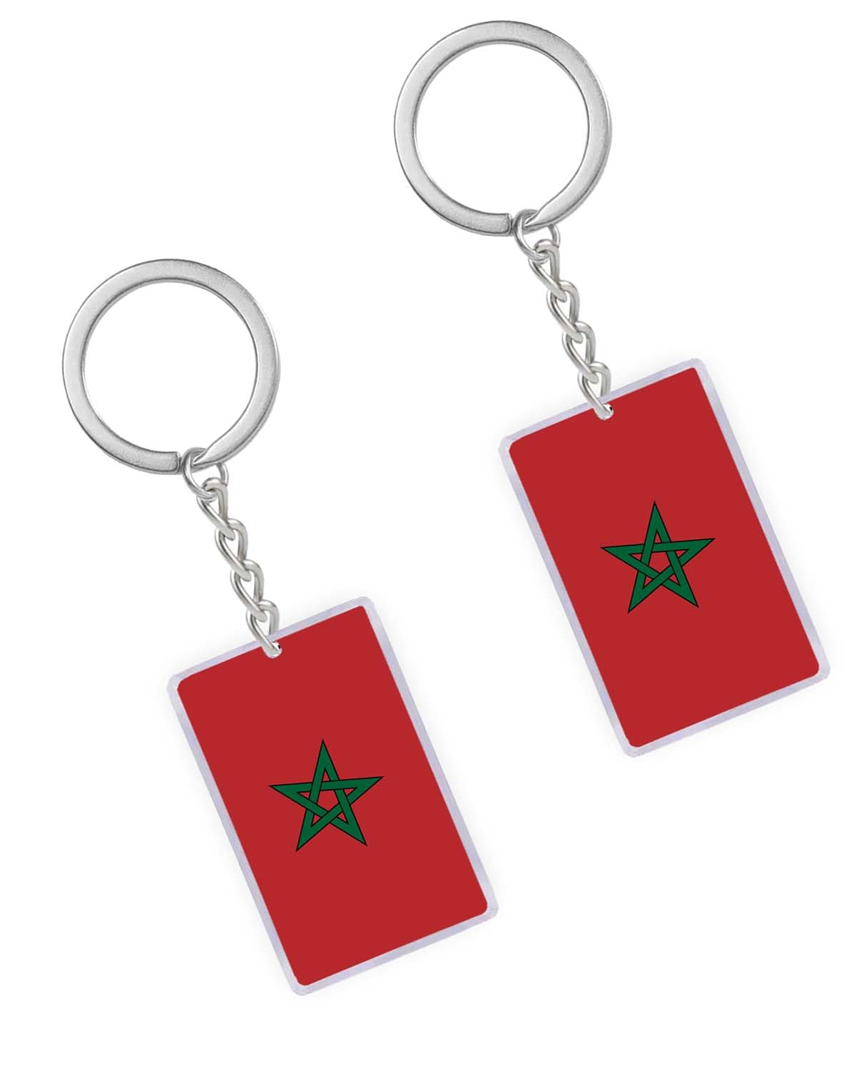 Petite Pine 2 Packs Morocco Flag Keyring, Acrylic Moroccan Keyring Keychain Morocco