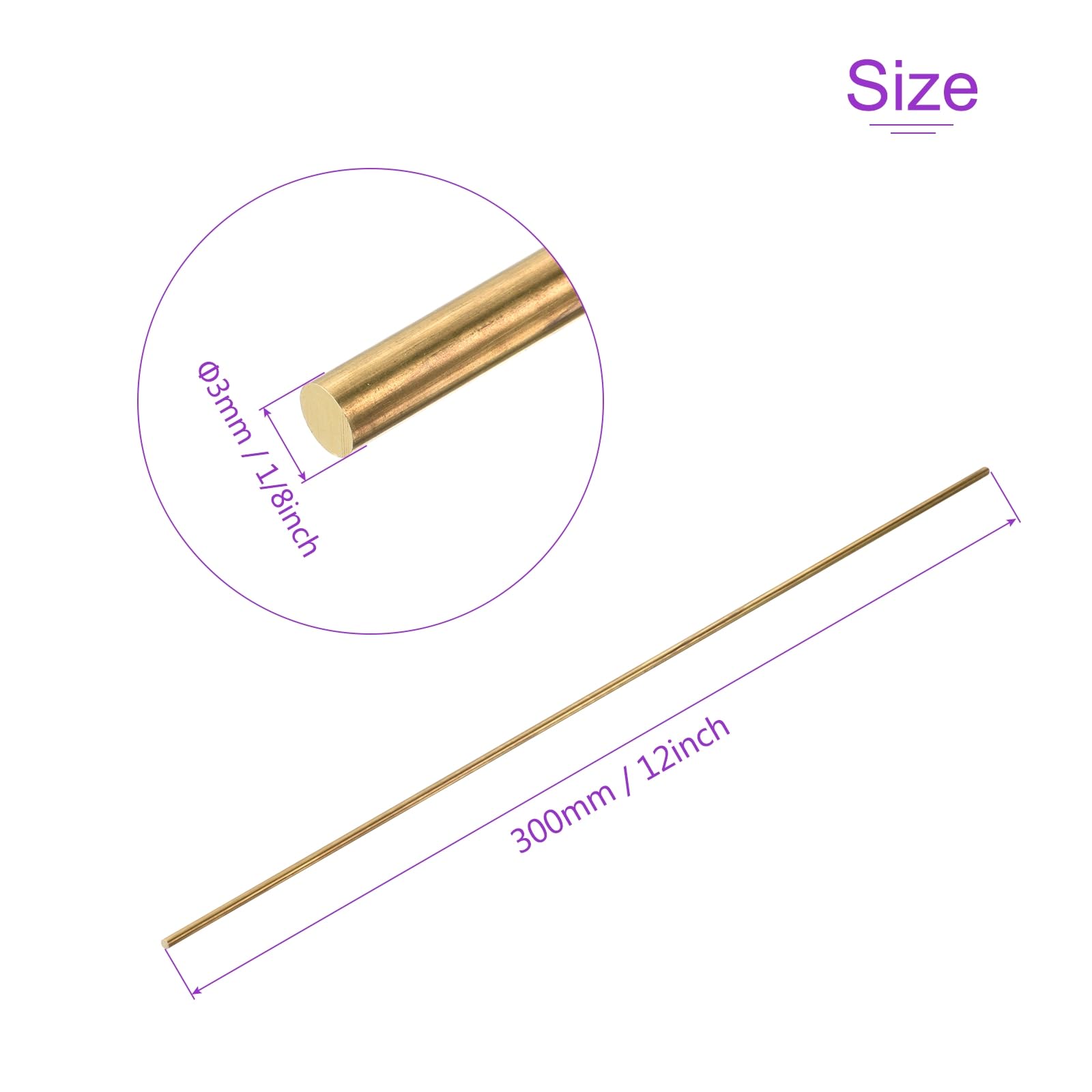 DMiotech 4 szt. 3 mm x 300 mm mosiężne pręty okrągłe pręty do samodzielnego lutowania mosiężny pręt tokarski model wału samolotu statek samochodowy
