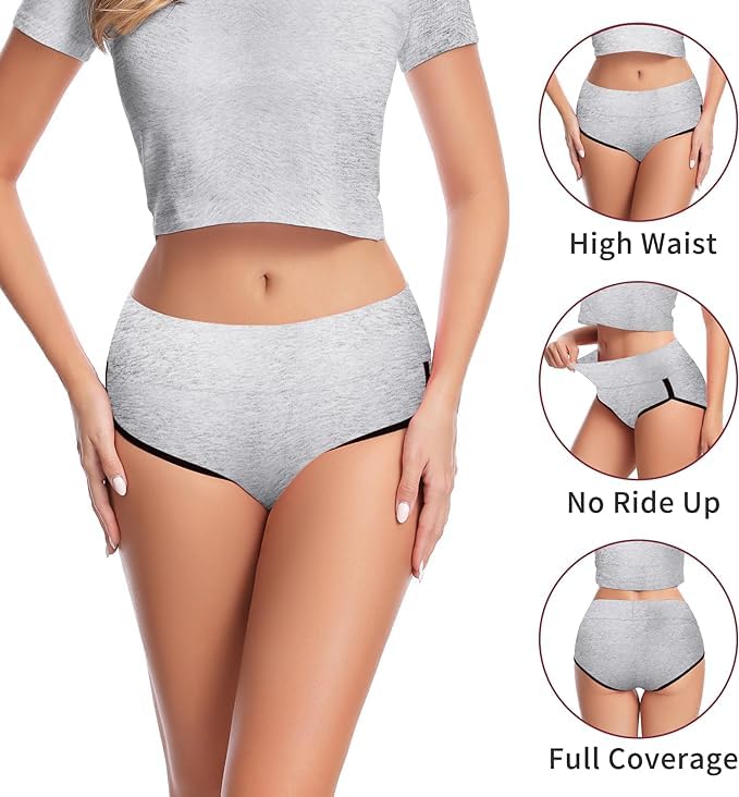 Image of DIVING DEEP Womens Breathable 100% Hipser Regular & Plus Size Underwear | Cotton Brief | High Waist Full Coverage Tummy Controller | High Rise Underpants Womens Panties - (Pack of 4)
