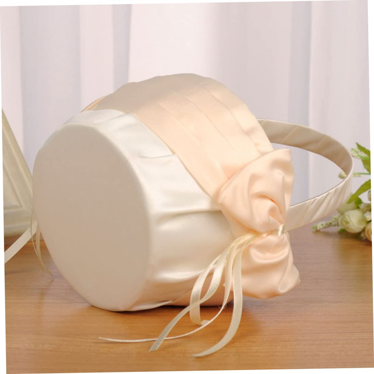 2 Stck. Kleiner Blumenkorb Gitter Mädchenkorb Für Die Hochzeit Zubehör Perle Hochzeitskorb Eimerhut Für Die Braut Ringe Für Die Brautdusche Braut- Romantisch Kernstück Reize Stoff
