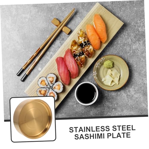 Plato de sushi de acero inoxidable dorado elegante miniatura 5