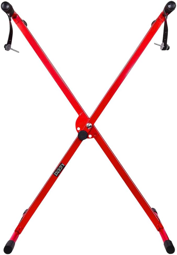 Heavy-Duty, Double-X, Adjustable Piano Keyboard Stand with Locking Straps (Red)