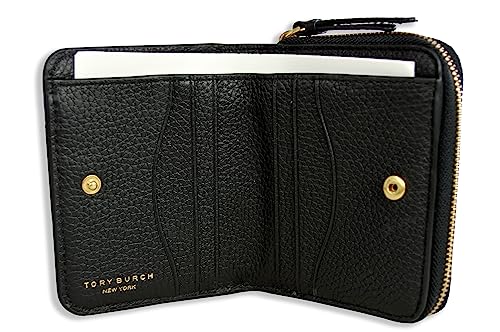 Tory Burch Womens 146463 Pebble Leather Thea Bi-Fold Zip Around Wallet, (Black)4