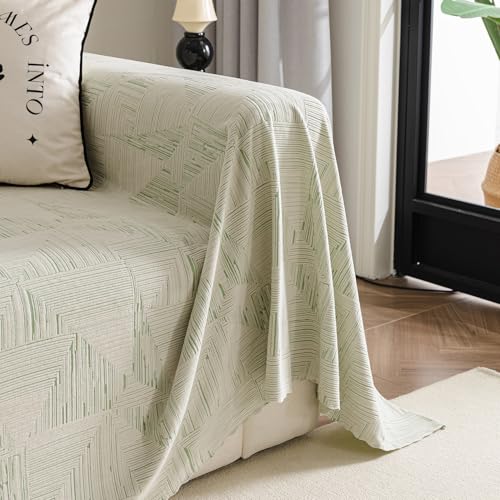 EMMEソファカバーフリース 防撥水 滑り止め付き マルチカバー犬猫対策 洗える 防塵カバー ベッドカバー 爪とぎ防止 北欧おしゃれ 長方形 1人 2人 3人 掛け ソファーカバー 四季通用 マルチクロス 汚れ防止 カーペットテーブルクロス 多機能 ブラン