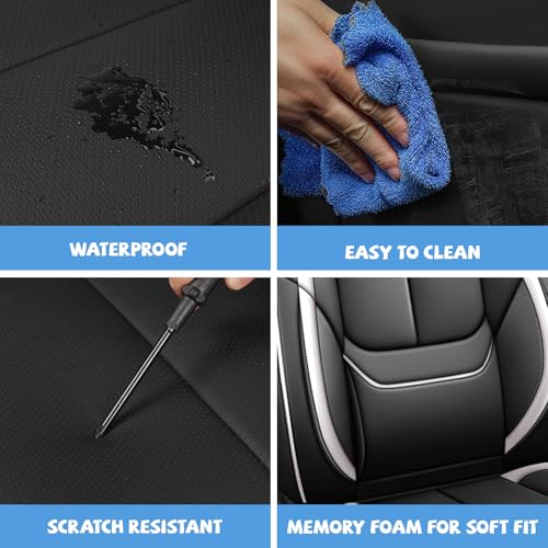 Image of Seat Covers for Chevy Silverado 1500 2007-2026 (Black&White, Luxury 2 Set)