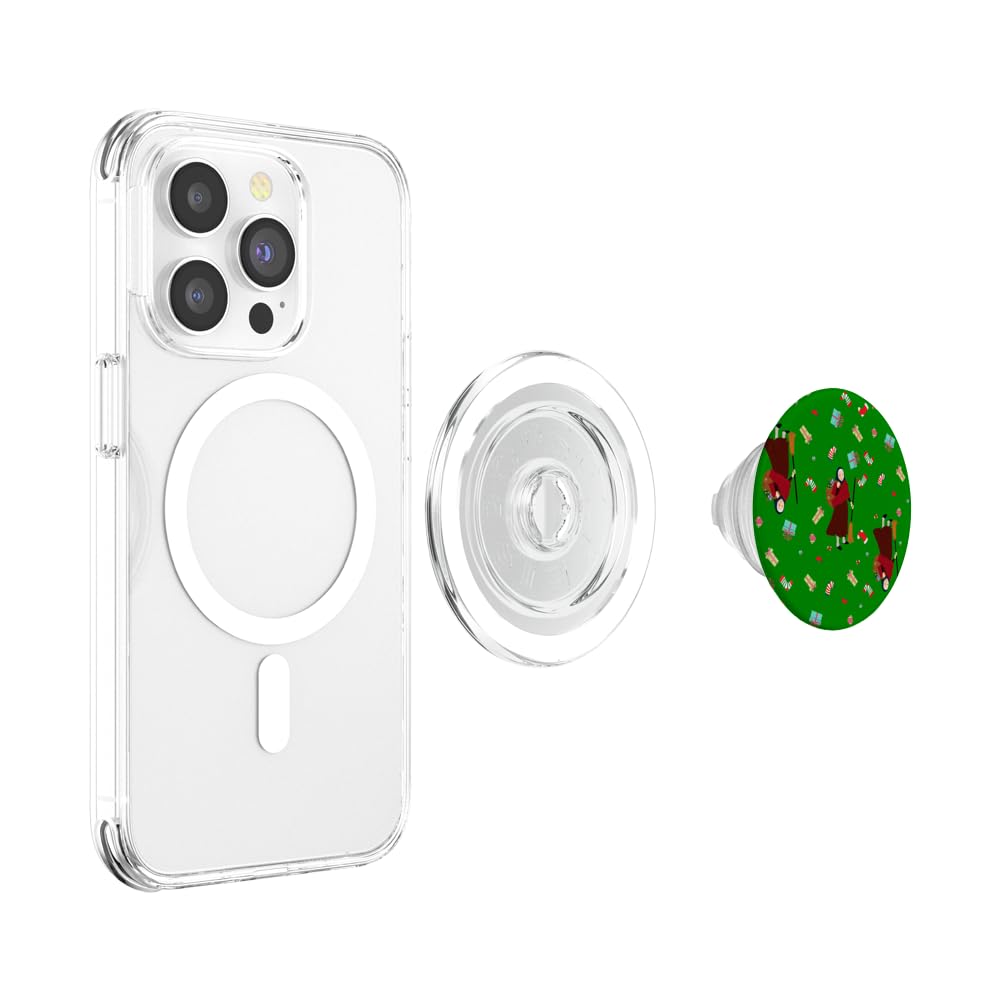 ugly christmas witch befana green spookmas gothmas gothic PopSockets PopGrip for MagSafe, Clear - Image 3