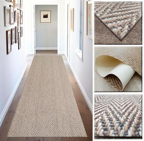 Tadi & Imperio1979 Alfombra Vinilica Espiga, para Cocina, Pasillo, de Color Marron, beig Efecto Natural digitalizado.