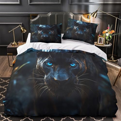 Imprimé 3D Panthère Noire Housse de Couette 140x200 microfibre - 2