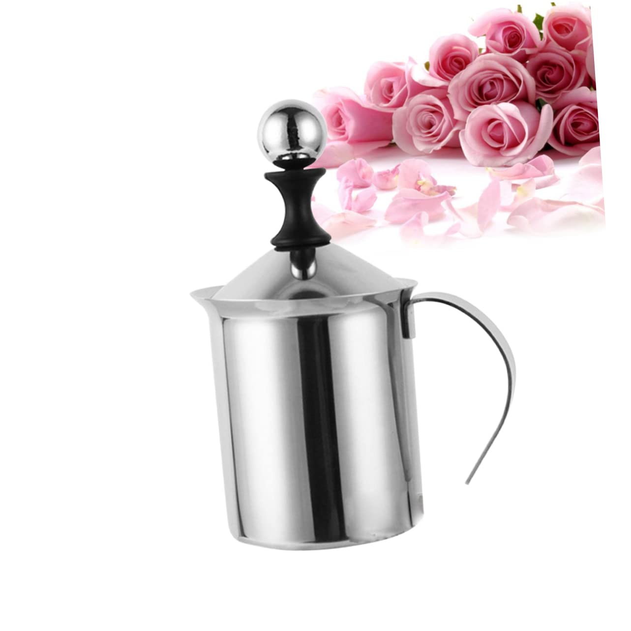 Montalatte Manuale in Acciaio Inox 800ml, Schiumatore Doppia Rete