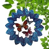 Metall-Windspiel – kinetisches Windspiel, reflektierender Garten Metall Windspiel | 3D-hängende Edelstahl-Windspinner-Skulpturen, Gartenkunstbedarf für Hinterhof, Terrasse, , Balkon, 30,5 cm