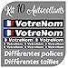 CrisPhy Autocollants x10 en Vinyle avec Drapeau France + Votre nom - Vélo, Casque, Pelle à Roue, Planches à roulettes, Voiture, Moto, etc. Kit de 10 Vinyle (Font Pack 2)