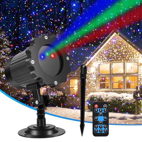 Luces de proyector de Navidad para exteriores, proyector LED impermeable con control remoto, foco decorativo para jardín, fiesta, festival, año nuevo (2 piezas)