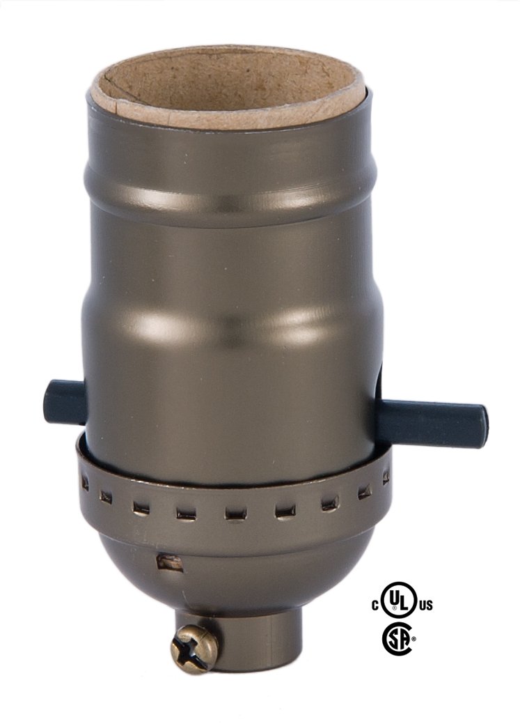 B&P Lamp® Push-Thru Med. Base Socket with Antique Brass Finish