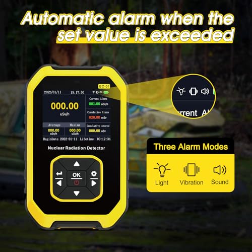 Image of Portable Geiger Counter，YF-Y1-GC-01 Nuclear Radiation Detector with LCD Display, Rechargeable Radiation Monitor Beta Gamma X-ray Tester, Handheld Radiation Dosimeter for Home, Outdoor