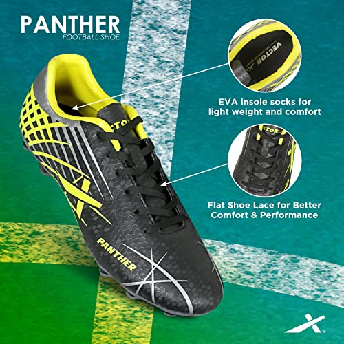 Image of Vector X Mens Panther-2.0 Black-Green-Silver Football Shoes - 8 UK ()