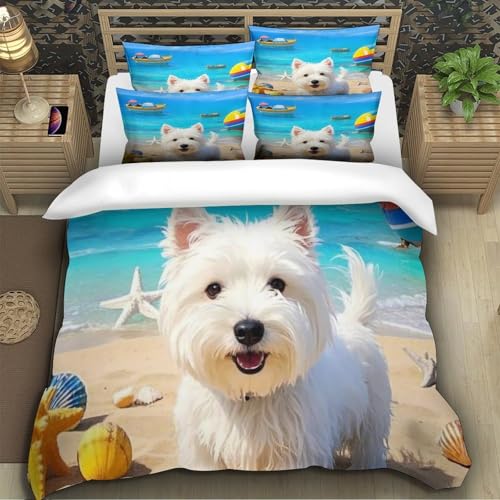 Parure de lit chien plage 135x200 microfbre 3D - 5