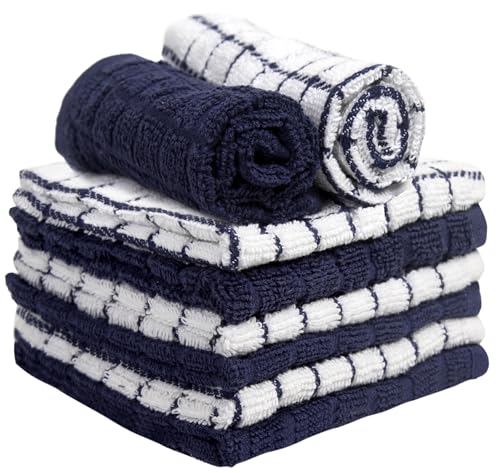 Image of Bumble Dish Cloths (6 Pack) | 12 inch x 12 inch | 100% Cotton Kitchen Towels | 405 GSM | Soft, Highly Absorbent & Durable Dish Towels for Kitchen | Navy