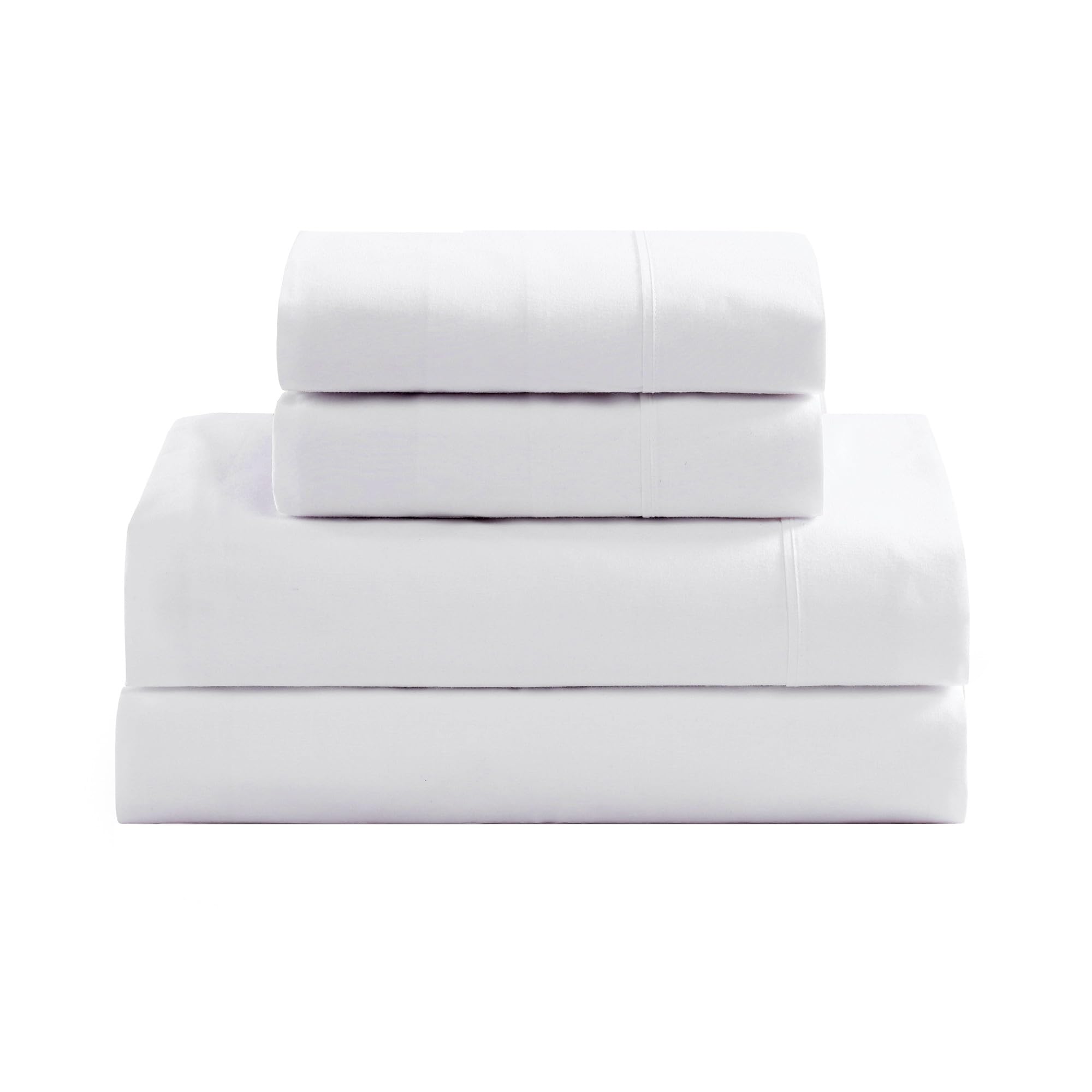 LANE LINEN 100% Organic Cotton Twin Sheets Set, 3Pc Twin Bed Sheets, Soft & Comfy Breathable Cotton Percale Sheets for Twin Size Bed, Dorm Room Essentials Low Pill Fade Resistant White SheetsOEKO-TEX STANDARD 100
