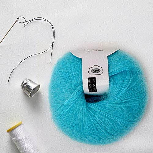 Image of Popular Soft Mohair Knitting Angora Wool Yarn For Diy Knitting (With A Crochet)(07 Water Blue)