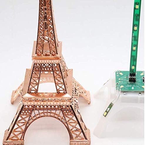 Miniatura 4 de ausuky 10 pulgadas modelo de torre Eiffel de París LED decoración luminosa creativa modelo de metal para el hogar regalo artesanal (bronce)