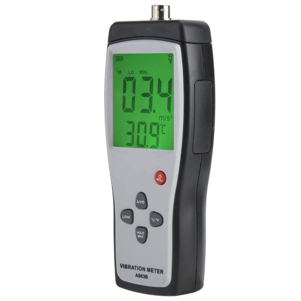 Tester di Vibrazione, Analizzatore di Vibrometro Portatile con Retroilluminazione del Display LCD AS63B, Misuratore di Vibrazione Digitale Vibrometro Ad Alta Sensibilità con Custodia