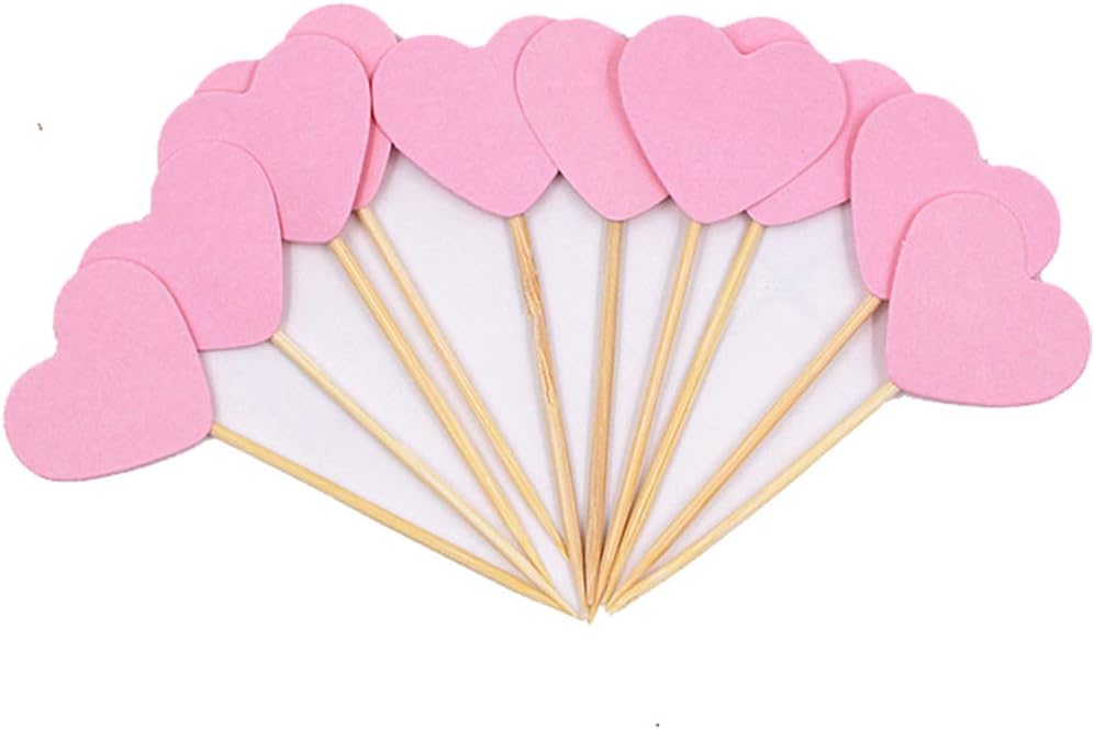 Flairs New York Party Props Decorations Cupcake Toppers (Pink Mini Hearts, Pack of 10 Cupcake Toppers) Pink Mini Hearts Pack of 10 Cupcake Toppers
