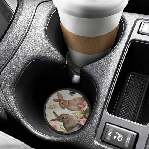 4 posavasos para auto lindos Bunny universales 2.56 pulg miniatura 6