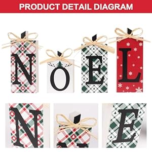 RoseCraft Christmas Decorations, 4PCS Rustic Wooden NOEL Sign Table Decorations, for Home Farmhouse Indoor Holiday Party Decor. RoseCraft Christmas Decorations 4PCS Rustic Wooden NOEL Sign Table Decorations for Home Farmhouse Indoor Holiday Party Decor
