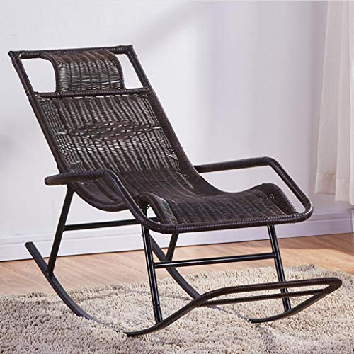 ZZFF Patio Rocking Chair,relaxing Lounge Chair,metal Recliner Wicker Chair,handmade Leisure Chair,portable Bench Chair For Indoor Outdoor Q 46x122x80cm(18x48x31inch)