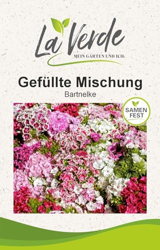 La Verde MEIN GARTEN UND ICH. Bartnelken Gefüllte Mischung Blumensamen für ca. 120 Pflanzen, reich gefüllte Blüten, zweijährig, Saatgut ohne Gentechnik