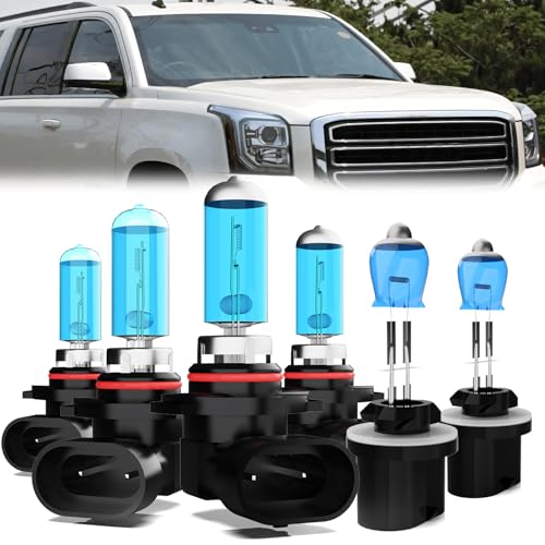 Image of Headlight Bulbs Compatible With GMC Yukon Denail XL 2001-2006, 9005 High Beam + 9006 Low Beam + 880 Fog Lights Halogen Light Bulb, Super Bright 6000K White, Plug and Play, Pack of 6