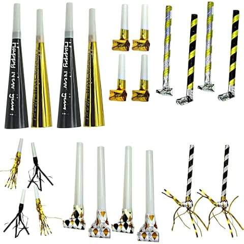 4E's Novelty 50 Pack NYE Noisemakers - New Years Eve Party Supplies 2025 with Party Noise Makers, Party Horns, Blowouts Party Favors, Party Blowers & Whistles, New Year Decorations for Adults & Kids Cover