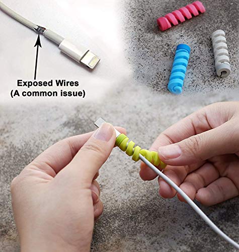 Image of Spiral Charger Cable Protector Data Cable Saver Charging Cord Protective Cable Cover Set of 2 (8 Pieces)