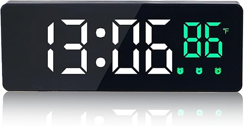 Reloj despertador digital para dormitorios, con temperatura, triple alarma, atenuador automático, pantalla de 6.5 pulgadas, despertador de sonido,