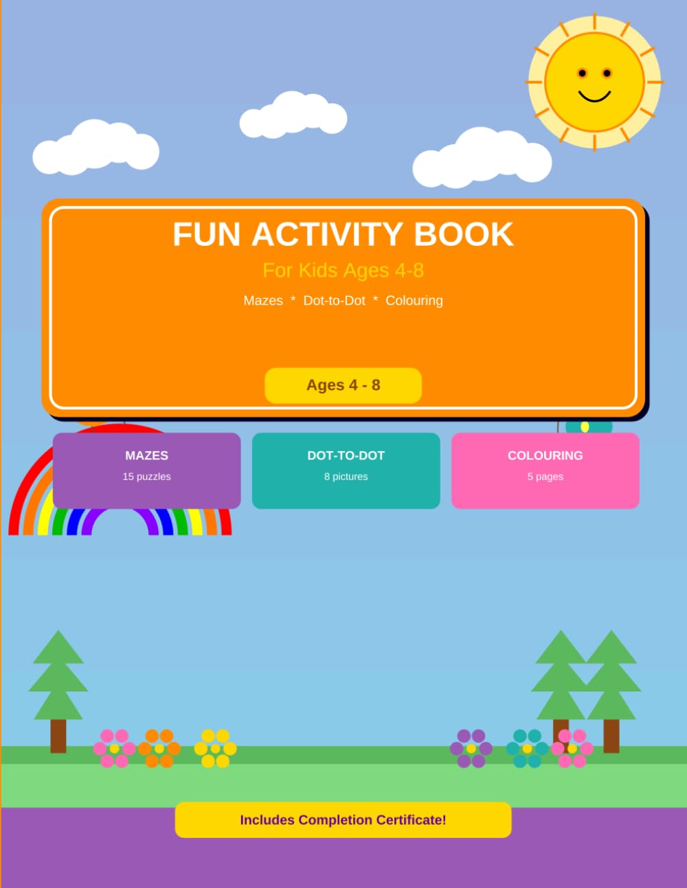 Fun Activity Book For Kids Ages 4-8