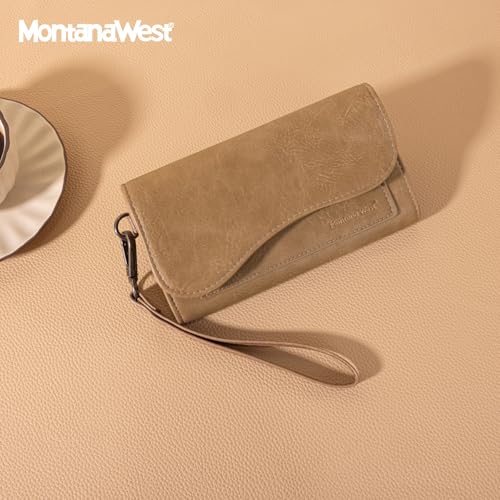 Image of Montana West Wallets for Women Large Phone Wristlet Wallets Trifold Money Organizers with Coin Purse and Wrist Strap