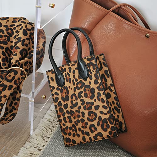 Bolso mini tote de hombro con estampado de leopardo miniatura 2