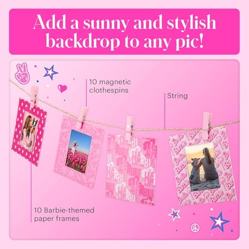 Image of Kodak x Barbie Printomatic Full-Color Instant Print Digital Camera Barbie Gift Bundle (Signature Style)+ Barbie Case, Photo Album, Sticker & Hanging Frames, 50 Stickers + Zink Paper (20 Sheets)