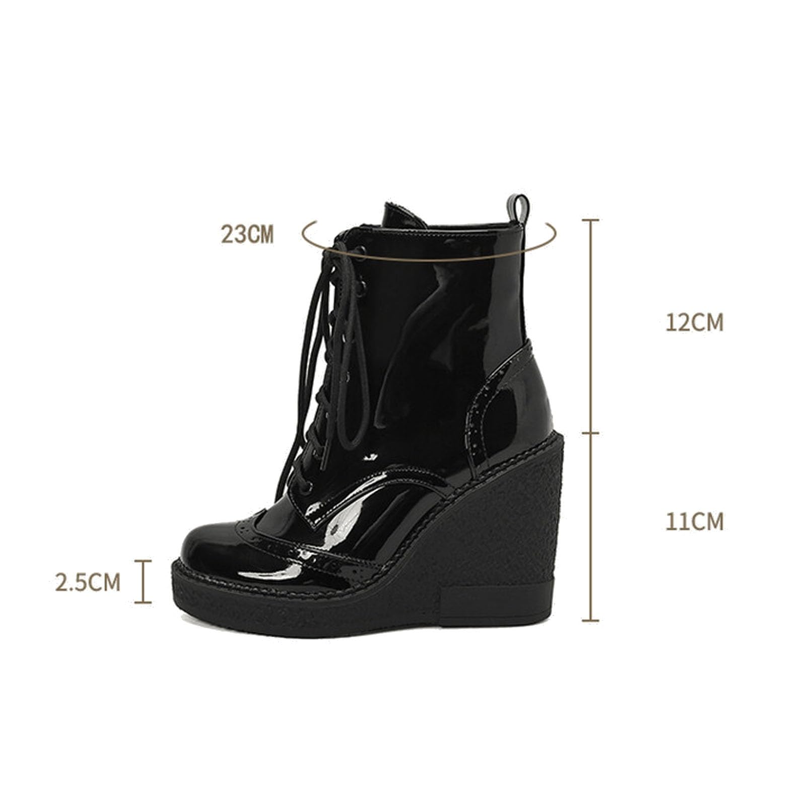 Stivaletti Con Zeppa Stivali Stringati Con Plateau Da Donna Stivaletti Biker In Vernice PU Tacchi Alti 11 Cm Scarpe Calde Alla Caviglia For Autunno E Inverno