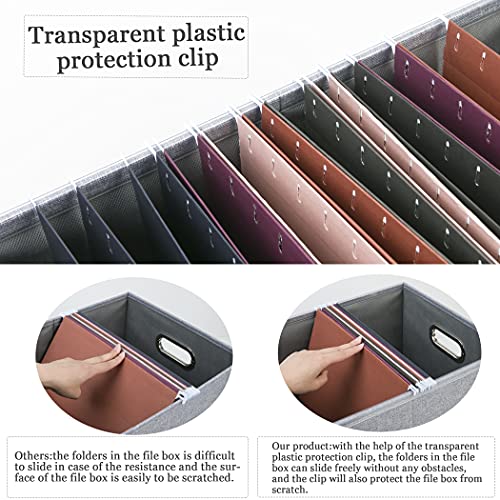 Oterri File Storage Organizer Box,Filing Box,Portable File Box With Lid,Fit For Letter/Legal File Folder Storage, Easy Slide Durable Hanging File Box For Office/Decor/Home,1 Pack,Gray-Box Only #TOP1