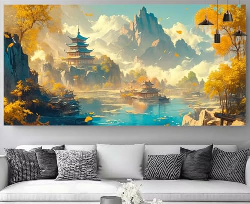 Diamond Painting XXL 50x150cm Lacs et Montagnes Broderie Diamant M-Y851
