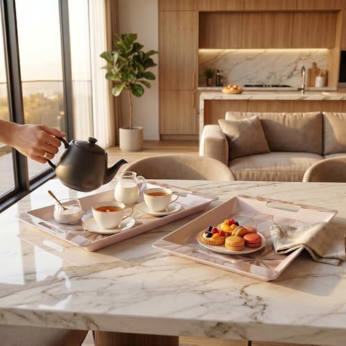 Image of U.P.C Serving Tray Set of 2 / Tray Set for Serving Premium Printed Tray for Serving /Multi-Use Serving Plate (Small, Medium)