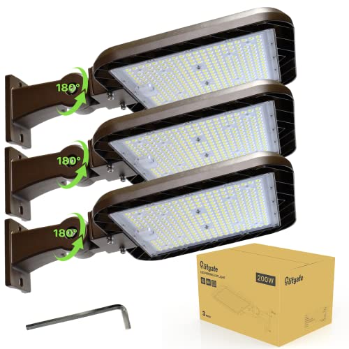Glitgate LED Parking Lot Lights 200W 30000LM 5000K Dusk to