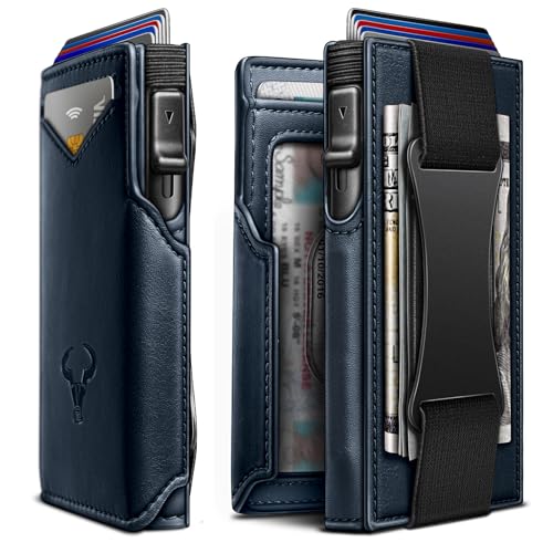 Image of BULLIANT Men Slim Leather Wallet Metal Case Money Clip-Magnetic Closure