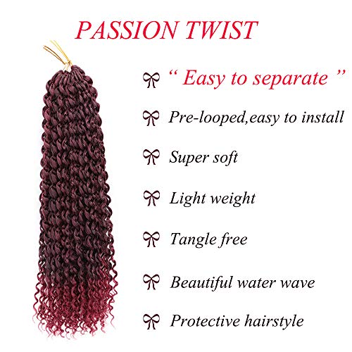 6 Packs Passion Twist Hair 18 Inch Water Wave Synthetic Braids for Passion Twist Crochet Braiding Hair Goddess Locs Long Bohemian Locs Hair