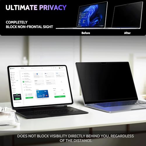 Image of Peslv Privacy Screen for 13.5 Inch Surface Book 3 /2 /1, MagicSuction Removable Anti Spy Black Protector, Glare Blue Light Filter for Microsoft Laptop Computer Monitor